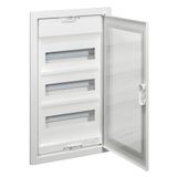 Flush-mounting cabinet Nedbox - transparent door - 3 rows - 36+6 modules