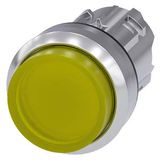 Illuminated pushbutton, 22 mm, round, metal, shiny, yellow, pushbutton,  3SU1051-0BB30-0AA0-Z X90