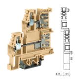 Screw terminal block with offset flat connection, 2-levels, beige color