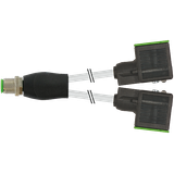 Y-Distributor M12 / MSUD valve plug BI-11mm 180° PUR 3x0.75 gy  0.6m