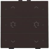 Double dimming control with LED for Niko Home Control, dark brown coat