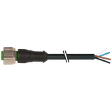 M12 female 0° A-cod. with cable PUR 4x0.34 bk UL/CSA 1m