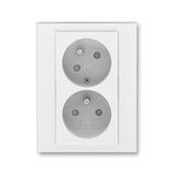 5513H-C02357 01 Double socket outlet with earthing pins, shuttered, with turned upper cavity