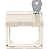 Intermediate ring with hinged lid and lettering field, lockable, white, AQUADESIGN