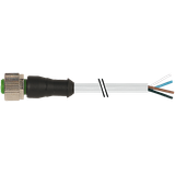 M12 female 0° A-cod. with cable PUR 4x0.34 gy UL/CSA+drag ch. 65m