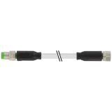 EOL - M8 male 0° / M8 female 0° A-cod. PUR 3x0.25 gy UL/CSA 0.3m