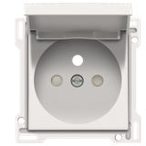 Finishing set for socket outlet with hinged lid, pin earthing and shutters, flush-mounting depth 28.5 mm, white coated