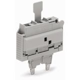 Fuse plug with pull-tab for glass cartridge fuse ¼" x 1¼" gray