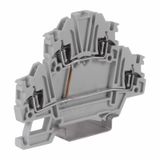 Sping-clamp terminal block 1.5mm2, 2-levels interconnected, grey color