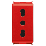 ITALIAN STANDARD SOCKET-OUTLET 250V ac - FOR DEDICATED LINES - 2P+E 16A DUAL AMPERAGE - P17-11 - 1 MODULE - RED - PLAYBUS