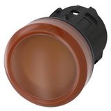 Indicator light, 22 mm, round, plastic, amber, lens, smooth, with laser labeling, symbol number according to, ISO 7000 or IEC 60417