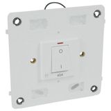 Double pole switch Arteor - with neon - 40 A 250 V~ - 4''x4'' - soft alu