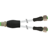 Y-Distributor M12 male/M12 female 0° A-cod. PUR 3x0.34 gy +drag ch. 1m