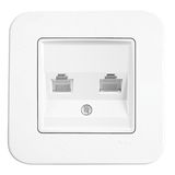 Linnera-Rollina Two Gang Data Socket (2xCAT6) White