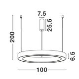 Triac Dimmable Sandy Black Aluminium  & Acrylic  LED 60 Watt 230 Volt  3389Lm 3000K IP20   D: 100 H: 200 cm Adjustable Height