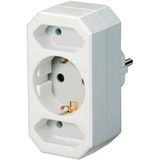 Adapter with 2 Euro + 1 earthed sockets