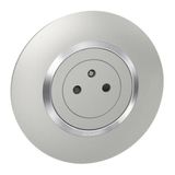 2P+E surface dooxie 16A power socket delivered with round aluminum plate with chrome effect ring