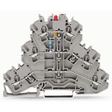 Component terminal block triple-deck LED (red) gray