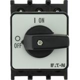 On-Off switch, P1, 40 A, flush mounting, 3 pole, with black thumb grip and front plate