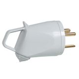 Male power plug with earth 20A - with ring - 2 pins - gray