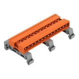 Double pin header DIN-35 rail mounting 14-pole orange