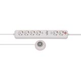 Eco-Line Comfort Switch Plus EL CSP 24 extension lead 6-way white 1.5m H05VV-F 3G1.5 2 permanent, 4 switchable foot switch with control light