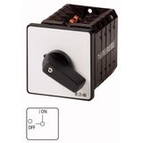 On-Off switch, T5B, 63 A, flush mounting, 3 contact unit(s), 6 pole, with black thumb grip and front plate