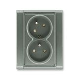 5513F-C02357 34 Double socket outlet with earthing pins, shuttered, with turned upper cavity ; 5513F-C02357 34