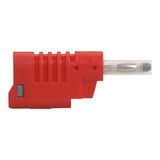 Banana plug Ø4mm 16A 33V~ or 70V= with insulating tip and retractable sheath - red