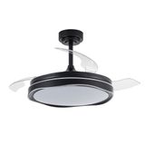 Oku Black LED Ceiling Fan 72W 7920Lm CCT Folding Blades