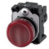 Indicator lights, compact, 22 mm, round, plastic, red, lens, smooth,  3SU1201-6AF20-1AA0