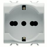 ITALIAN/GERMAN STANDARD SOCKET-OUTLET 250V ac - 2P+E 16A DUAL AMPERAGE - 2 MODULES - SATIN WHITE - CHORUSMART