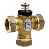 VZ308C Zone Valve, 3-Way, PN16, DN20, 22 mm O/D Compression, Kvs 2.5 m³/h, M30 Actuator Connection, 2.5 mm Stroke, Stem Up Closed