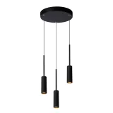 Lucide TUBULE - Pendant light - Ø 26 cm - LED - 3x7W 2700K - Black