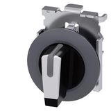 Selector switch, illuminable, 30 mm, round, Metal, matte, white, selector switch, short, front ring for flush installation,  3SU1062-2DL60-0AA0-Z X90