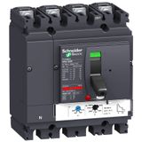 circuit breaker ComPact NSX250F, 36 kA at 415 VAC, TMD trip unit 160 A, 4 poles 4d