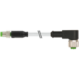 M8 male 0° / M12 female 90° A-cod. PUR 4x0.25 gy UL/CSA+drag ch. 2m