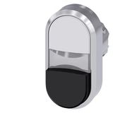 Illuminated twin pushbutton, 22 mm, round, metal, shiny, white,  3SU1051-3BB61-0AA0-Z X90