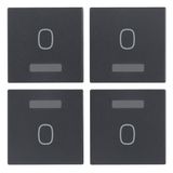 Four half-buttons 1M O symbol grey