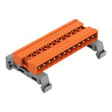 Double pin header DIN-35 rail mounting 12-pole orange