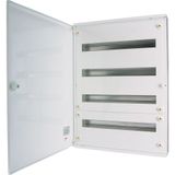 Complete surface-mounted flat distribution board, white, 24 SU per row, 2 rows, type E