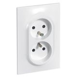 Double power socket with earth Neptune - 16A - 1 post - white