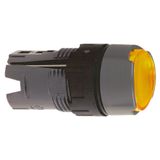 Head for illuminated push button, Harmony XB6, yellow flush pushbutton Ø 16 spring return 12...24 V