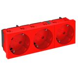 STD-D3S SRO3 Socket 33°, triple protective contact 250V, 10/16A