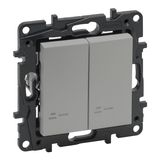 ILLUMINATED 2-GANG ONE-WAY SWITCH ALUMINIUM