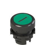 Green flushed illuminated button with marking E2 1PL2R421L2