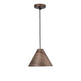 Dark Walnut Wood Color   Dark Brown Fabric Cable   Solid Wood Canopy  LED E27 1x12 Watt 230 Volt  IP20 Bulb Excluded  D: 25 H1: 17 H2: 130 cm Adjustable height