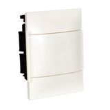 Practibox S flush-mounting DIN cabinet for dry wall - 1 row of 8 modules - white door - Earth terminal blocks