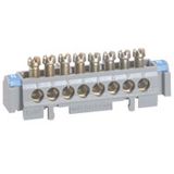 Terminal block on support - 8 x 1.5 to 16² - L. 75 mm