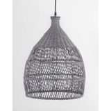 Gray Rattan  Black Fabric Wire & Base  LED E27 1x12 Watt 230 Volt  IP20 Bulb Excluded   D: 42 H1: 54.5 H2: 250 cm Adjustable height